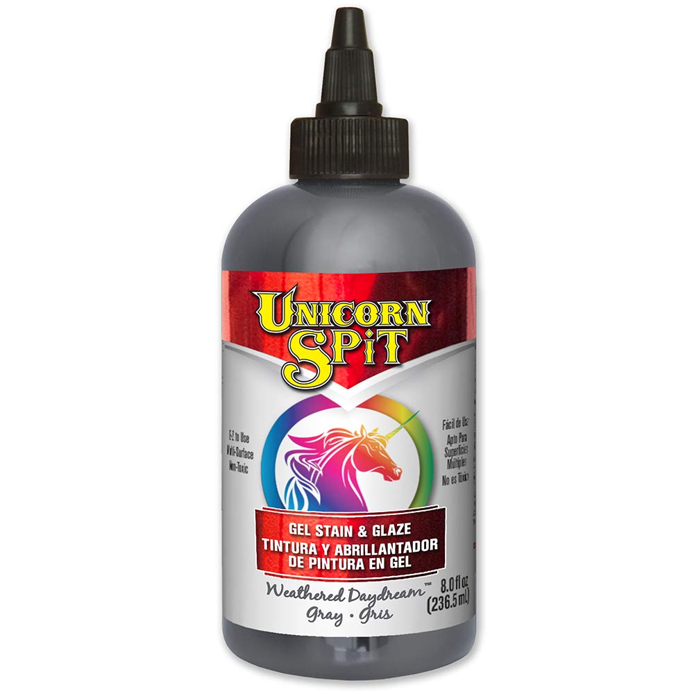 Unicorn SPiT Weathered Daydream Gel Stain a Grey Water Based Glaze and Multi Surface Paint for Wood, Glass, Fabric Craft Projects, 236ml