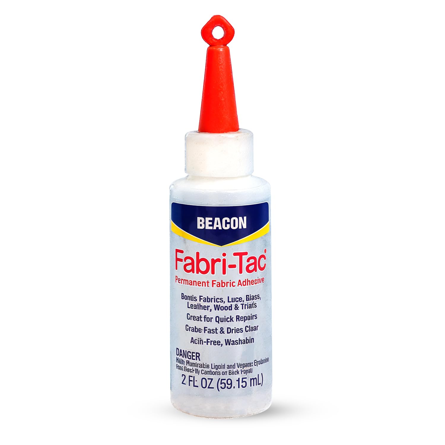 Beacon Fabri-Tac 59 ml Medium Bottle, Clear - Permanent Adhesive Fabric Glue - Strong Leather Glue for Lace, Clothes & Trims - Quick Drying Craft Glue for Upholstery, Home decor & Household Repairs