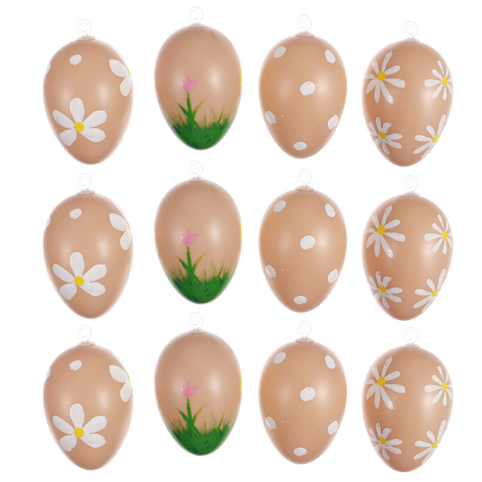 Toddmomy 20Pcs Easter Egg Ornaments Plastic Easter Eggs Easter Hanging Eggs for Easter Party (Egg Color)