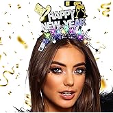 Aiosy Light Up New Year Headband 2026 LED Fireworks Headpiece Women Gold Hair Accessories Happy New Year Eve Party Supplies