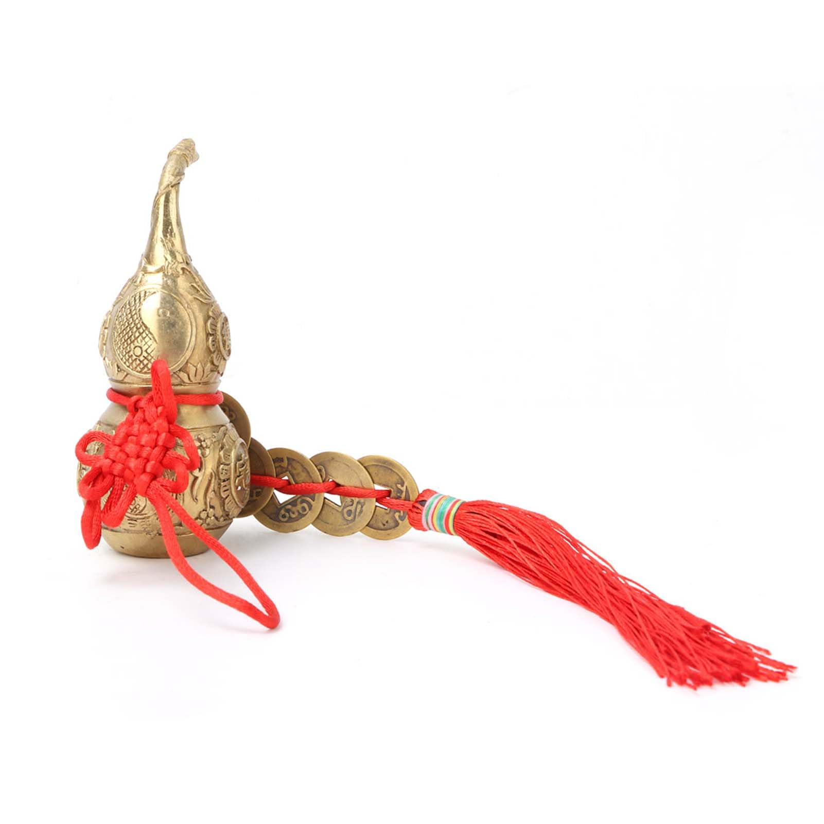 Hilitand Brass Good Luck Wu Lou, Gourd Feng Shui Luck and Treasure for Housewarming Gifts Home Decoration
