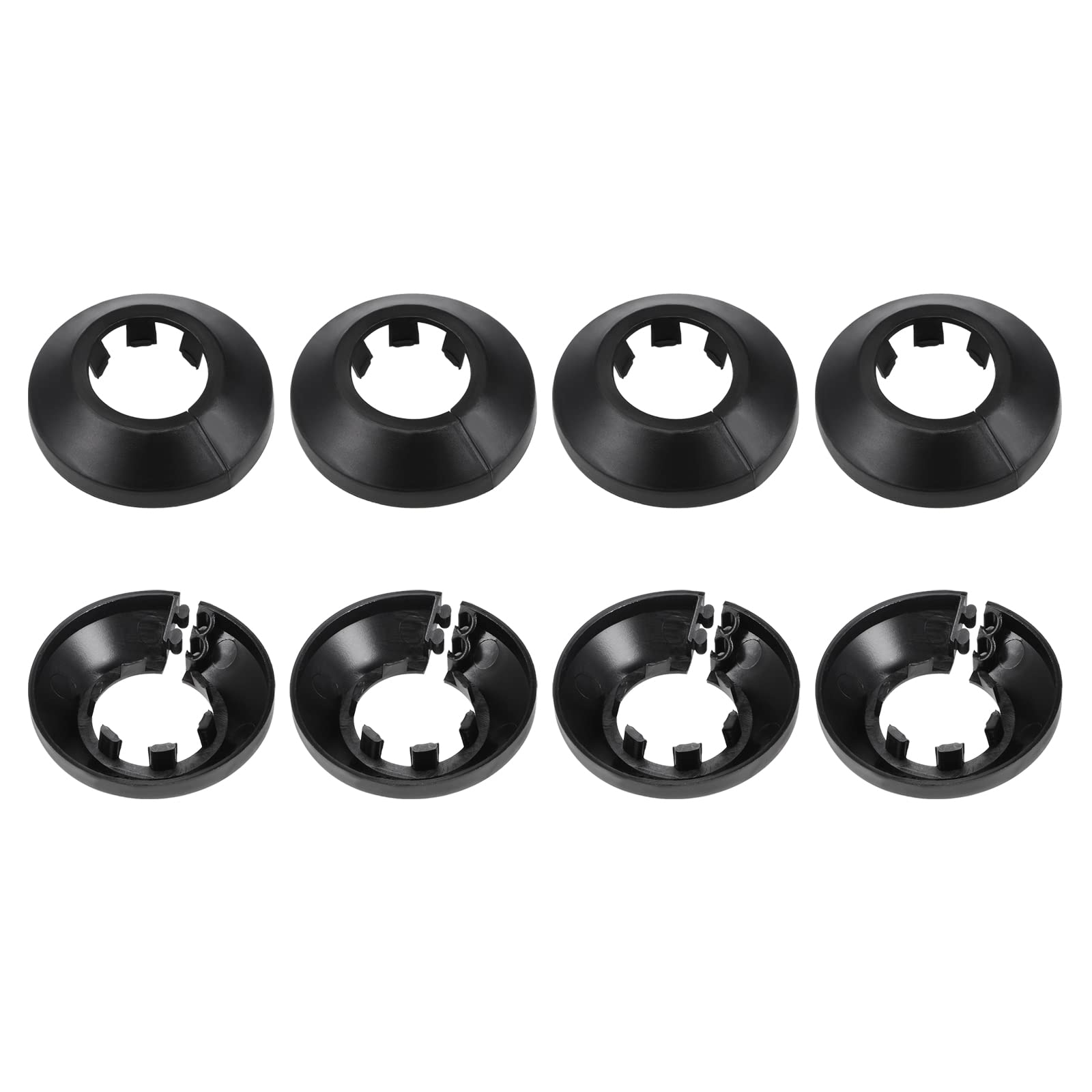 DTGN 55x13mm(DxT) Pipe Cover Decoration - 8Pack - Good for Bathroom Kitchen 25mm Dia Pipe - PP Plastic Escutcheon - Black