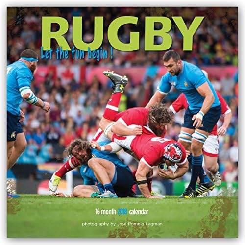 Rugby 2018 12 x 12 Inch Monthly Square Wall Calendar by Wyman, Sport