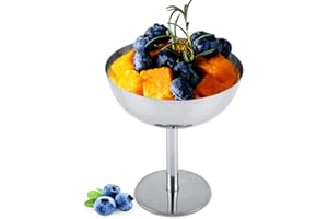 Ice Cream Bowl, 7 Oz Stainless Steel Dessert Cups Elegant Footed Sundae Bowl Dessert Cup for Sundae Pudding Parfait Salad Coc