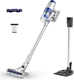 Akku Staubsauger Kabelloser Handstaubsauger- mit 17000Pa Starke Saugkraft, Kabelloser Staubsauger Wiederaufladbarer Lithium-Ionen-Akku, LED Elektrobürste für Zuhause Haustier Haare Reinigung