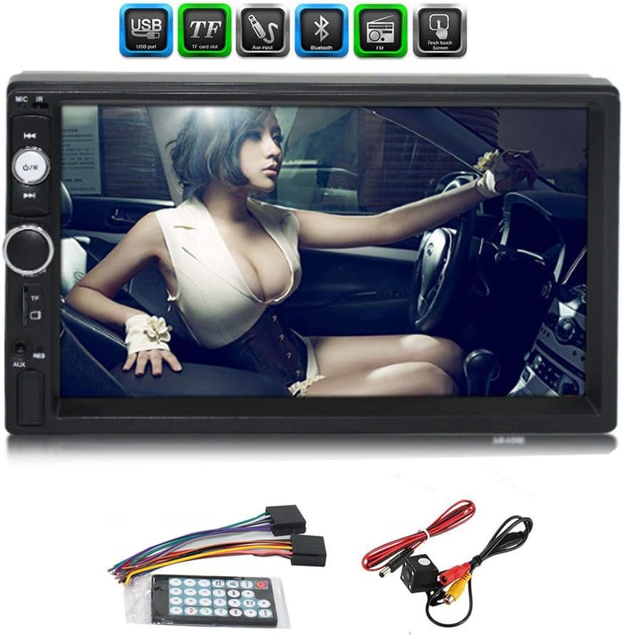 Car MP5 Player 2DIN Bluetooth Touch Screen Car HD Stereo, Support Bluetooth/USB Port/AUX/FM/TF/Miroorlink,with Rear Camera and Remote Control