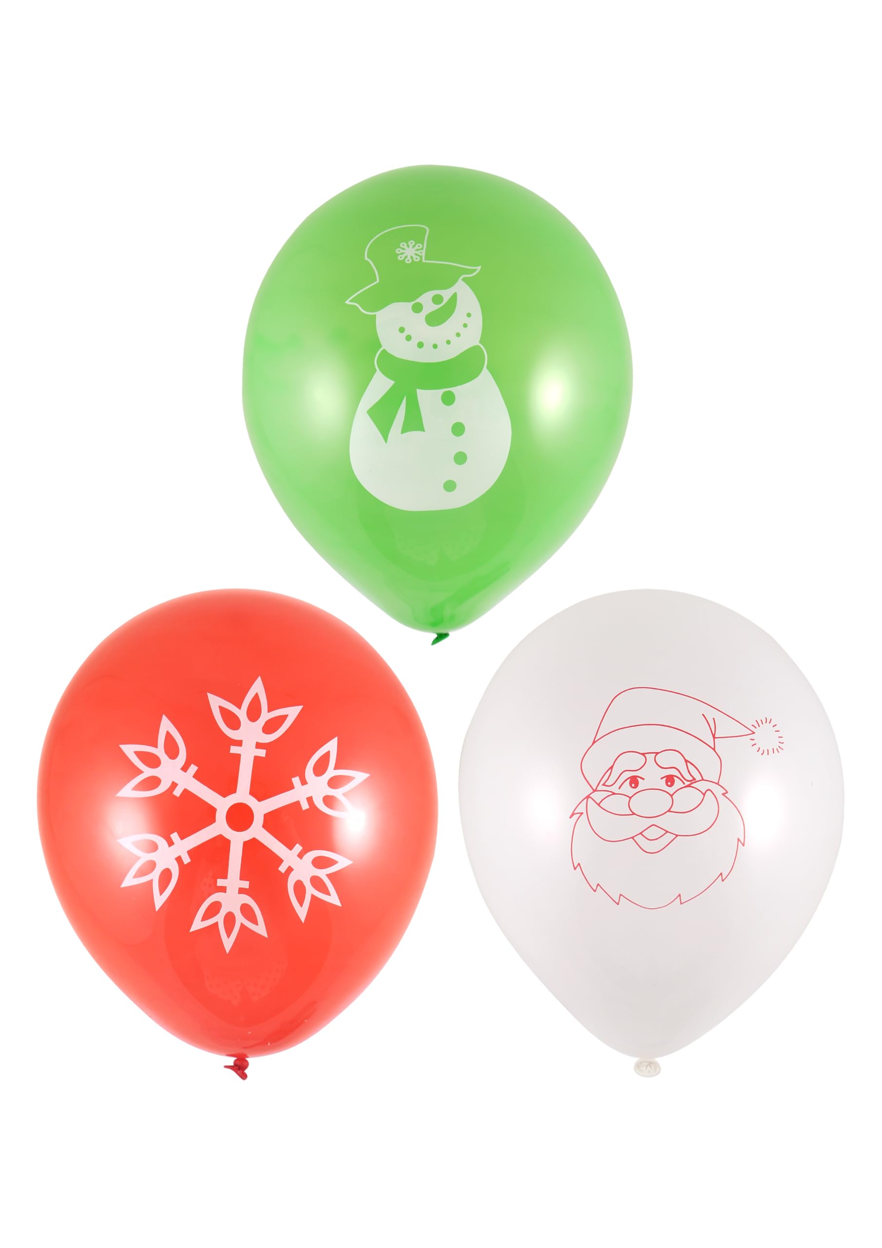 Henbrandt 60 x Christmas Balloons Red, White and Green Latex Party Balloons 23cm | 9” in 3 Assorted Designs for Home School and Office Xmas Celebrations Christmas Holiday Party Decorations