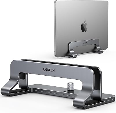 UGREEN Vertical Laptop Stand Aluminum Adjustable Desk Holder Grey 0.47-1 in