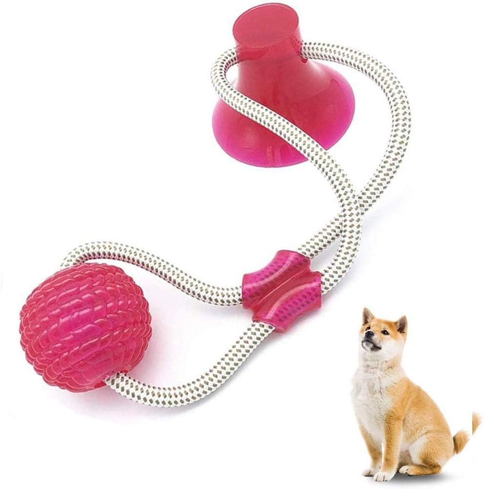 Pet Supplies Self-Playing Rubber Ball Toy with Suction Cup Dog Ropes Toy with Suction Cup Dog Interactive Molar Chew Rubber Bite Chew Toys Toothbrush Puppy Dental Care Accessory Nontoxic Natural