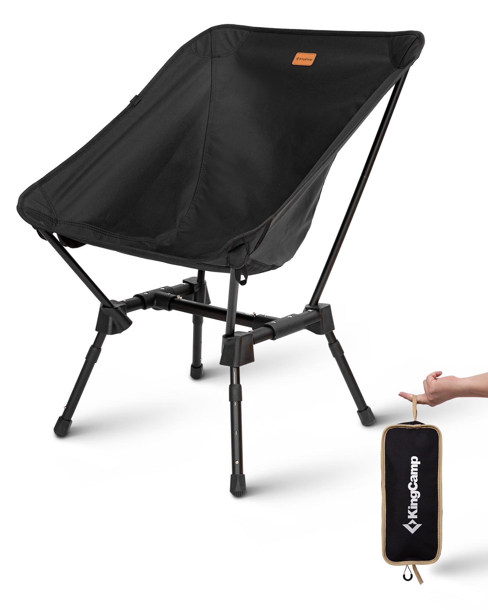 Photo 1 of KingCamp Portable Backpacking Chair, 4-Position Adjustable Height Folding Compact Lightweight Camping Chairs with Cup Holders & Carry Bag for Outdoor Camp Hiking Lawn Fishing