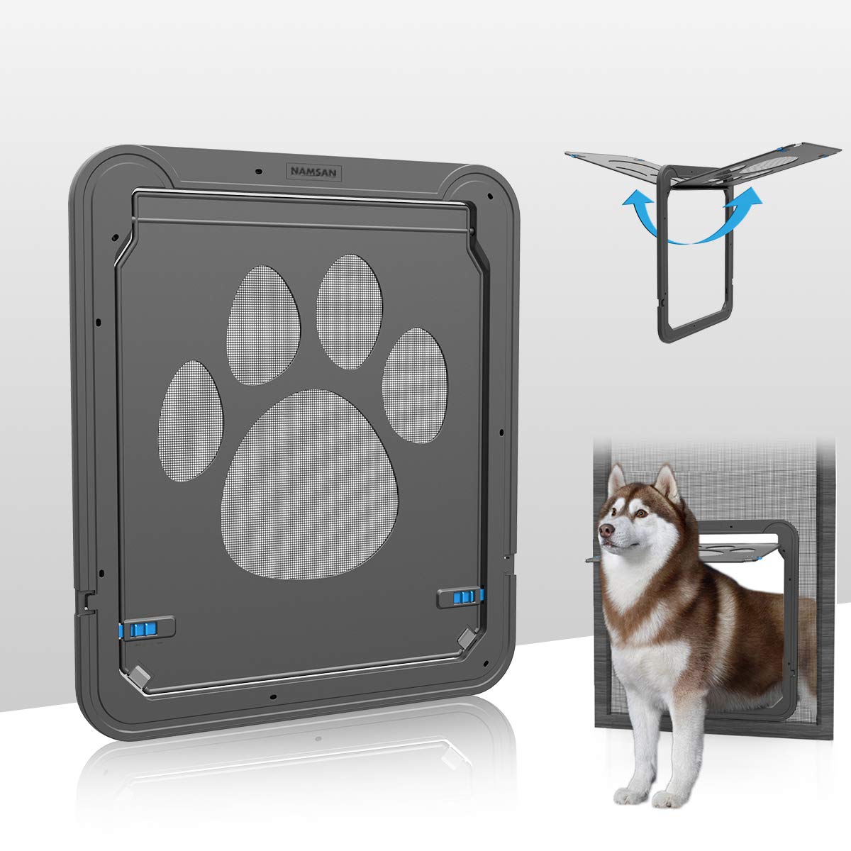PETLESO Pet Flap for Fly Screen Door, Dog Flap, Cat Flap, Fly Screen with Magnetic Closure, Easy Installation, Dog Door for Cats / Dogs (42 cm x 37 cm)