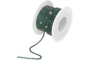MECCANIXITY 10 Yard 2mm Crystal Rhinestone Diamond Close Chain Trim Trimming Claw Cup Chain for Sewing, Crafts, DIY Jewelry W