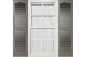Mid America 00011448018 Standard Size Cathedral Top Center Mullion, Open Louver Vinyl Shutter, w/Installation Shutter-Lok's & Matching Screws (Per Pair), 018, 14 1/2"W x 48"H, Tuxedo Grey