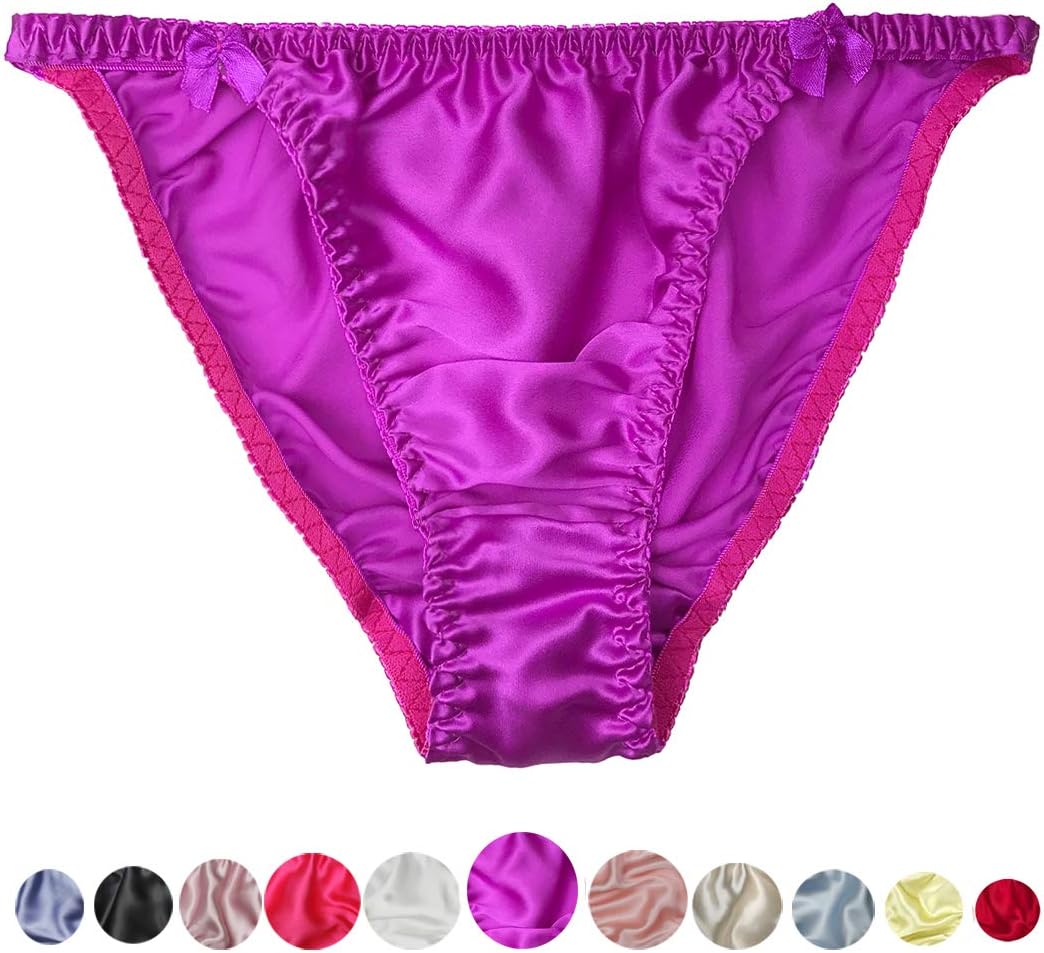 Women Sexy Summer 100% Silk Soft Smooth String Bikini Briefs Beach Underwear