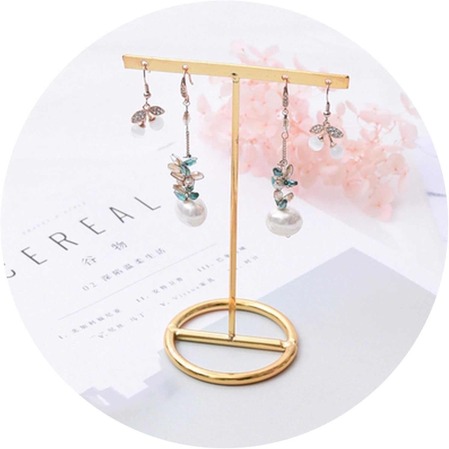 Romanly Nice Metal Earrings Display Stand Gold Earrings Display Rack T