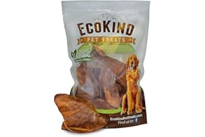 ECOKIND PET TREATS Healthy Pig Ear Chews for Dogs – High Protein Pig’s Ears Pet Treats – Thick Cut, Oven Baked & Slow Cooked Delicious Dog Chew Snacks – No Preservatives, No Hormones, No Additives – 20 Ears