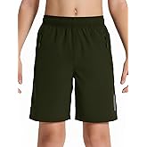 DEVOROPA Boys Athletic Shorts Lightweight Quick Dry Hiking Cargo Shorts with Zipper Pockets for Outdoor Running