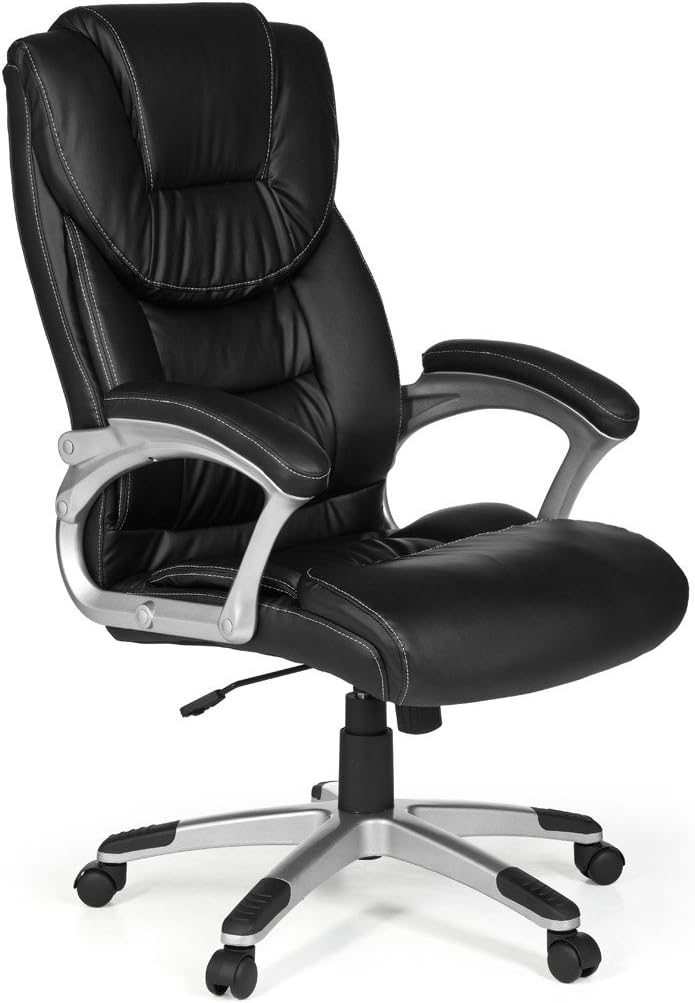 Amstyle Madrid Director's Office Chair Leather Effect Black