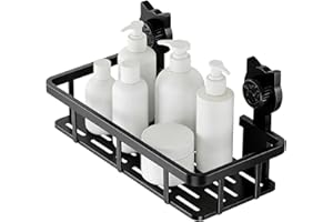 Shower Corner Shelf - Bathroom Shower Shelf, AT Design Suction Cup Shelves, No Drilling, Toiletries Holder for Bathtub, Hotel