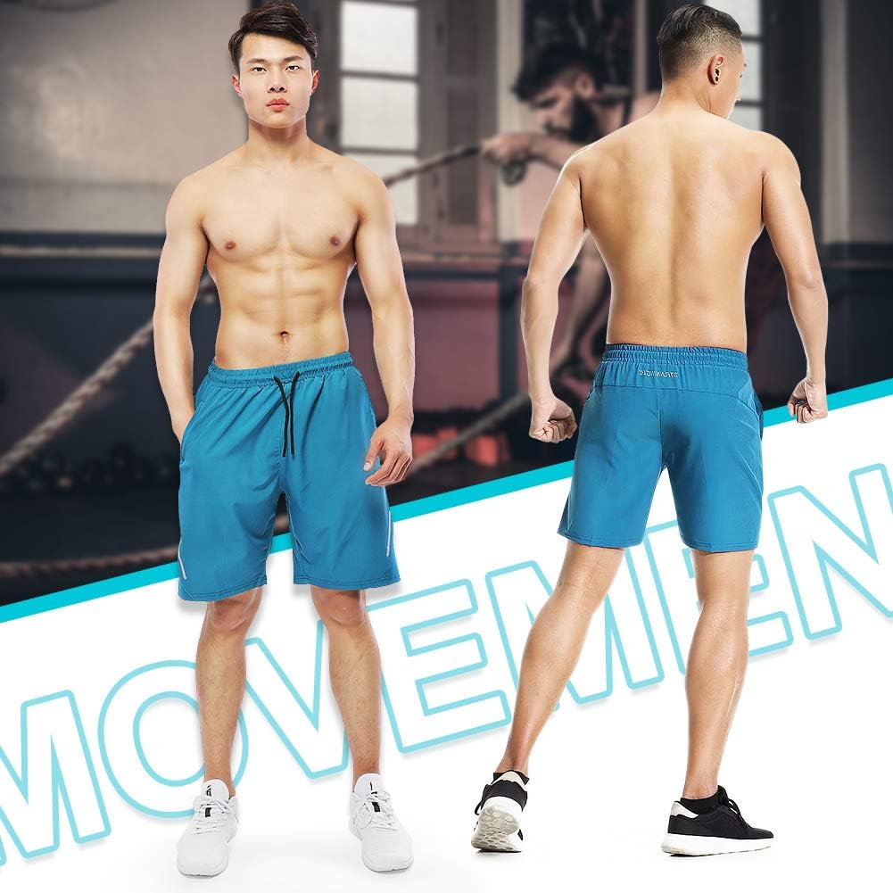 Tesuwel Men's Workout Running Shorts Quick Dry Athletic Sports Gym Shorts with Zip Pockets: Clothing