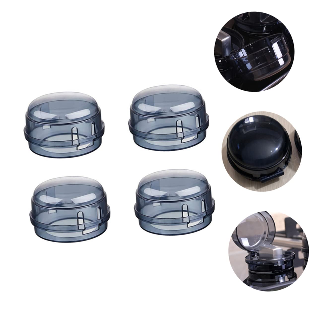 Hohopeti 4pcs Guards Proof Cover Gas View Protector Stove Protection Case Button Toddler Knobs Safety Large Top Children Appliance Cooker Shield Kids Guard for Clear Knob Grey Electric