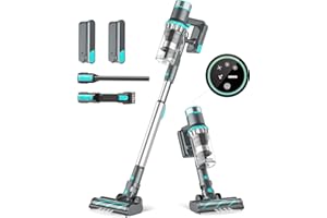 Belife BVC11 Cordless Vacuum Cleaner, 2 Rechargeable Battery, 25Kpa 380W Brushless Stick Vacuum, Lightweight Vacuum for Home Hardwood Floor Carpet Pet Hair, Max 80mins Runtime, LED Touch Display