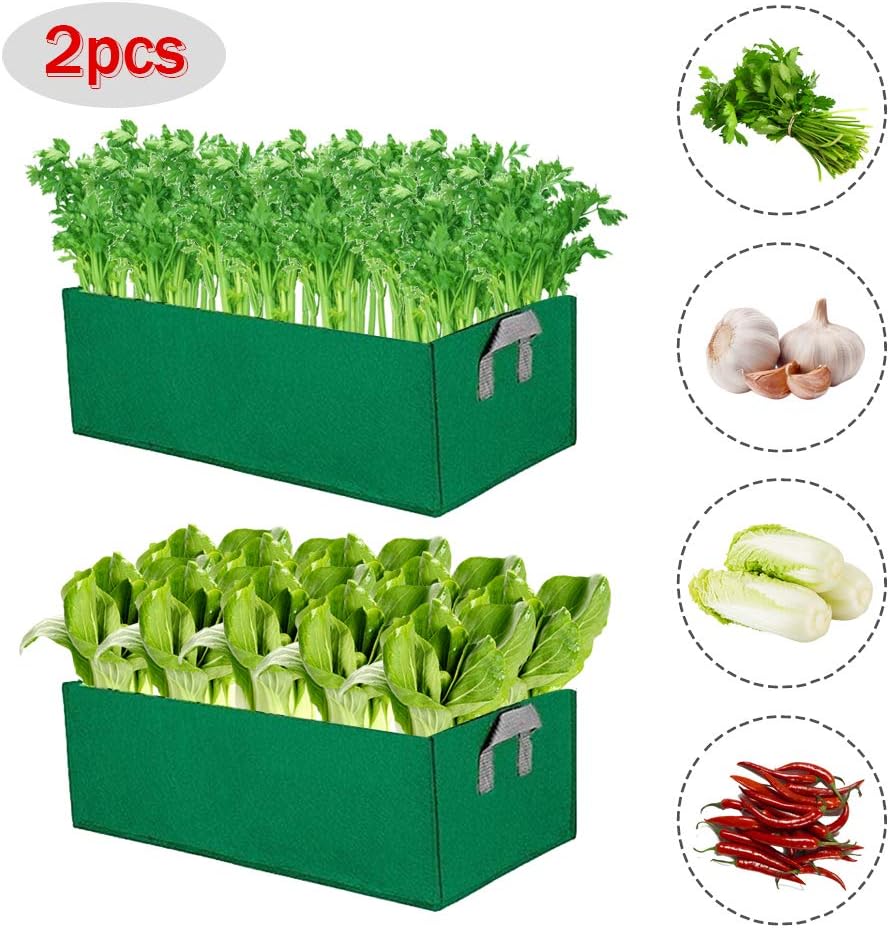 Airsnigi Potato Grow Bags, 2PCS Garden Vegetable Planting Bag with Handles, Rectangular Grow Bags for Planting Strawberry Flowers Vegetables (Green 40 * 40 * 80cm)