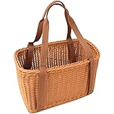 RT&BS Wicker Shopping Basket, Harvesting Baskets, Easter Baskets with Handle, Hand Woven Basket with Handle, Reusable Handwoven Baskets for Storage, Picnics, Organizing, Gathering Vegetables Fruits