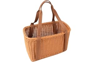 RT&BS Wicker Shopping Basket, Harvesting Baskets, Gift Baskets for Christmas, Hand Woven Basket with Handle, Reusable Handwov