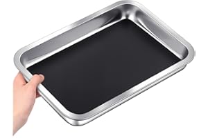 Conelist 1 Set 12.2 x 8.27 Inch Dissection Pan with Black Wax Thicken with 4 Rubber Nonslip Mat Reusable Stainless Steel Thicken Dissection Pan for Lab Experiment Junior Senior