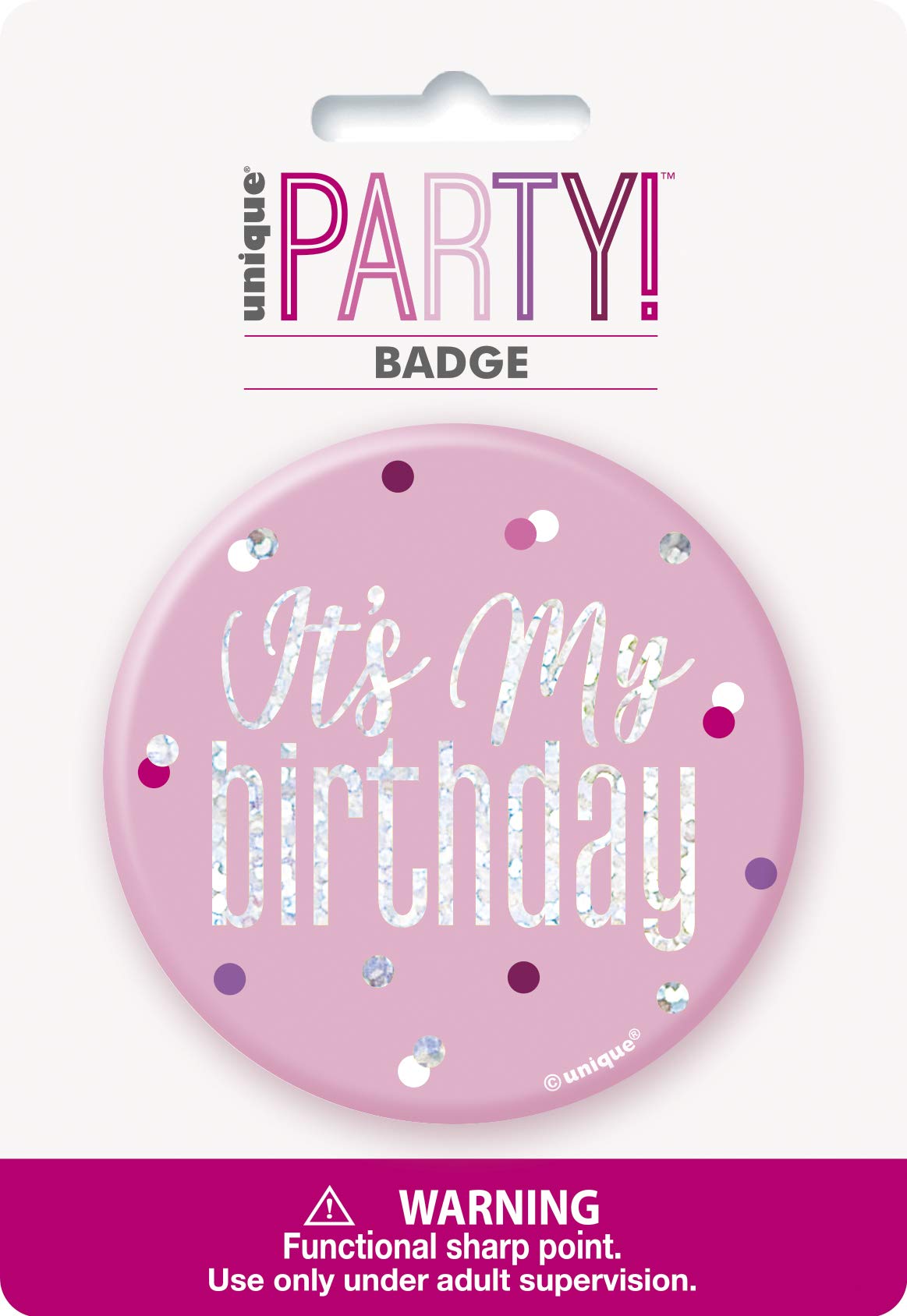 Glitz Pink & Silver Birthday Badge - Stunning It's My Birthday Design - Perfect Celebration Accessory - 1 Pc