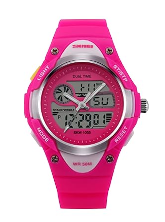 Children Waterproof Sports Watch Digital Watch Electronic Outdoor Watch for Girls Fashion Rose Pink