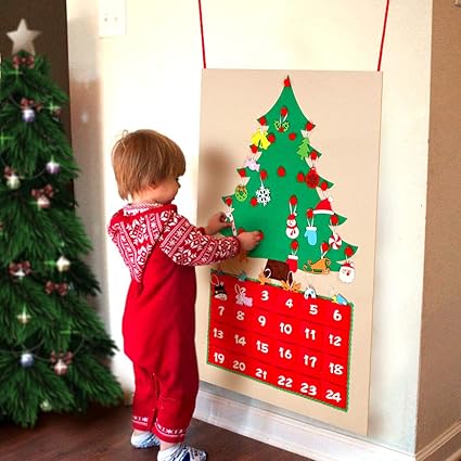 Decorazioni Natalizie Anni 70.Aparty4u Felt Christmas Tree Advent Calendari Per Bambini 24 Giorni Conto Alla Rovescia Per Natale Calendario Avvento Con Tasche Regali Di Natale Per Diy Addobbi Natalizi Decorazioni Per Appendere Amazon It Giochi E