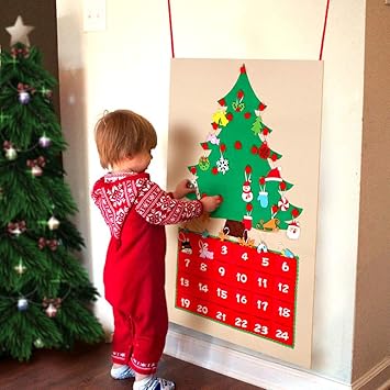 Addobbi Natalizi Bambini.Aparty4u Felt Christmas Tree Advent Calendari Per Bambini 24 Giorni Conto Alla Rovescia Per Natale Calendario Avvento Con Tasche Regali Di Natale Per Diy Addobbi Natalizi Decorazioni Per Appendere Amazon It Giochi E