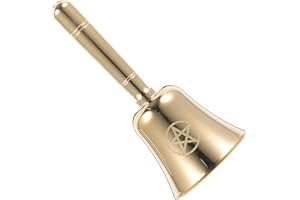 HOOWIFFY Pentagram Metal Ritual Bell Handheld Divination Bell for Tarot Ceremony with Gold Star, Altar Tool