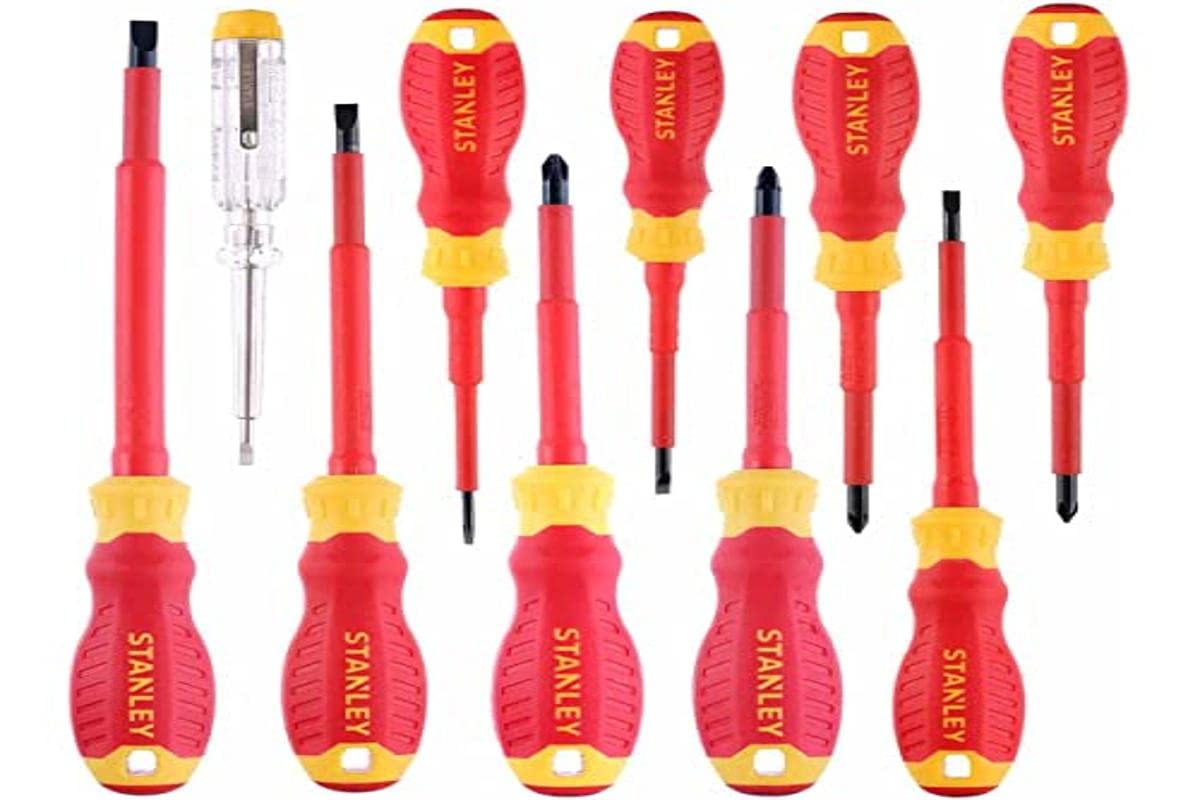 Stanley FatMax VDE Insulated Phillips, Pozi & Slotted Screwdriver Set, 10 Piece