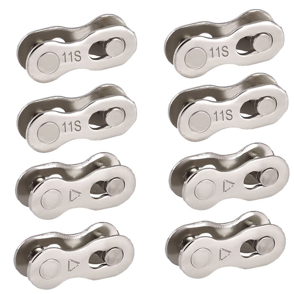 BDHI 8 Pairs Bicycle Missing Link 11 Speed Chain Silver Steel Bike Chain Link Reusable Connector(Y11-8)