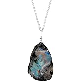 NJCRAFT Raw Gemstone Pendant Necklace for Women |Natural Healing Crystal Rough Pendant 15–25 Carat | Silver Plated Chain 16+2 Inch Adjustable | Gift Jewelry