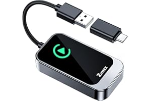 ZXNZX Wireless Carplay Adapter, Plug and Play 2-in-1 Carplay Wireless Adapter for Apple and Android, Wireless Adapter CarPlay Dongle Fits for Factory Wired CarPlay Cars from iOS10+ Black