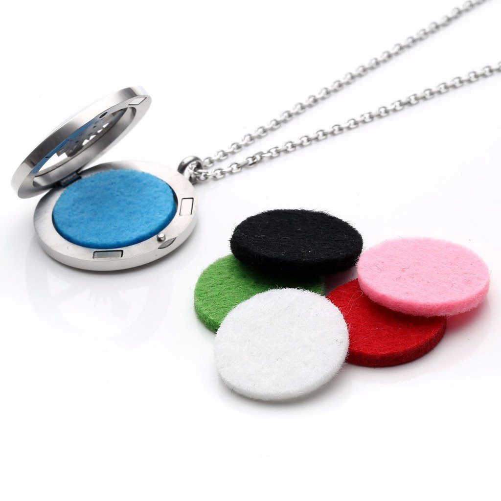 Zysta Stainless Steel Aromatherapy Perfume Essential Oil Fragrance Diffuser Necklace Locket Pendant with 6 Washable Pads, 24 inches