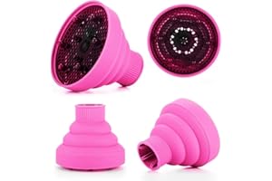 NJXMDR Collapsible Hair Diffuser Attachment for Hair Dryers, Portable Silicone Diffuser for Curly Hair, Fit Nozzle Diameter D-1.57-1.99 Inch, Ideal for Travel, Salon, and Home Use (Rose Red)