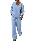 PRETTYGARDEN Casual Winter Two Piece Sets for Women 2026 V Neck Sweatshirt Loose Wide Leg Pants Tracksuit Knit Fall Outfits