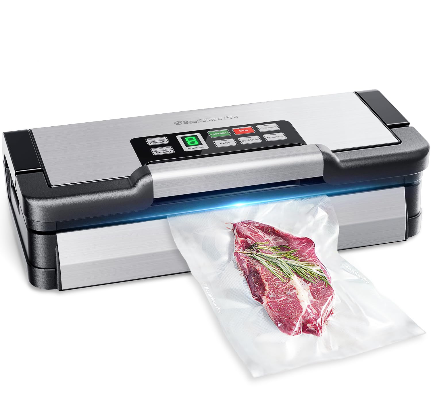 Photo 1 of 95kPa Vacuum Sealer Machine with AquaLock Technology, for Moist Seals, 2X Seal & 130W, Fully Automatic Food Sealer, Built-In Cutter, Bag Storage & Hose, Precision Sealing, 2 Bag Rolls,Stainless Steel