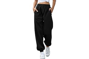 Jhsnjnr Womens Joggers Fleece Lined Thick High Waisted Track Pants with Pockets Lounge Workout Baggy Sweatpants