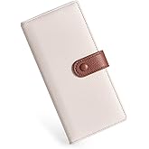Unilily Slim Wallet Women RFID Blocking Vegan Leather Long Clutch Wallet Thin Bifold Credit Card Holder with 2 ID Windows & Zip Pocket