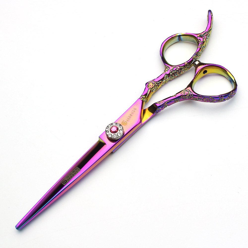 Professional 6/7/8 inch Hairdressing Scissors Japanese 440C Cobalt Alloy Steel Hair Shears for Barbers Cutting Thinning (6-inch Flat Shear-A)