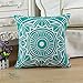 CaliTime Canvas Throw Pillow Cover Case for Couch Sofa Home Decoration Modern Compass Geometric 18 X 18 Inches Teal