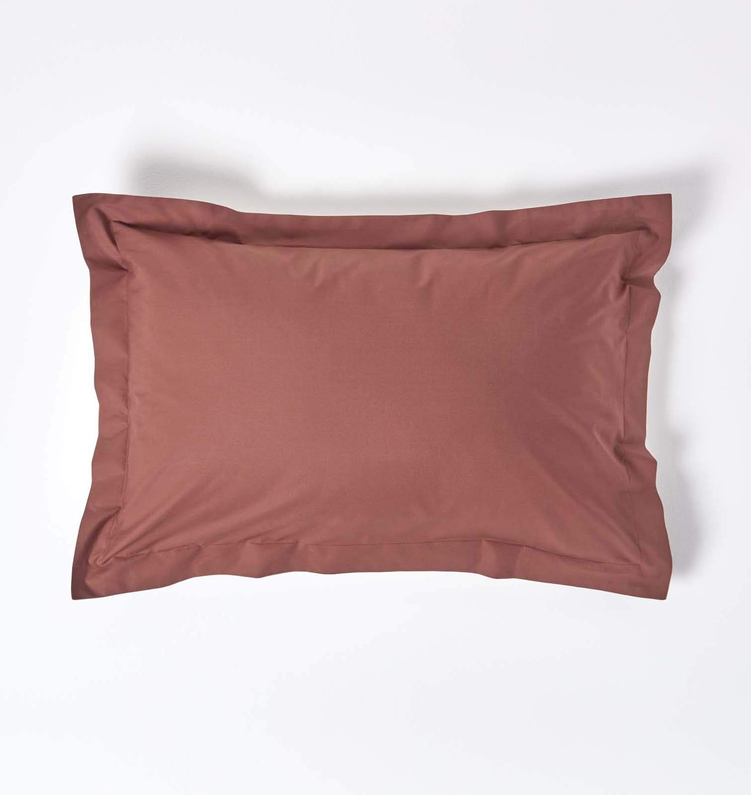 HOMESCAPES Chocolate Brown Pure Egyptian Cotton Oxford Pillowcase Standard Size 200 TC 400 Thread Count Percale Equivalent Pillow Case