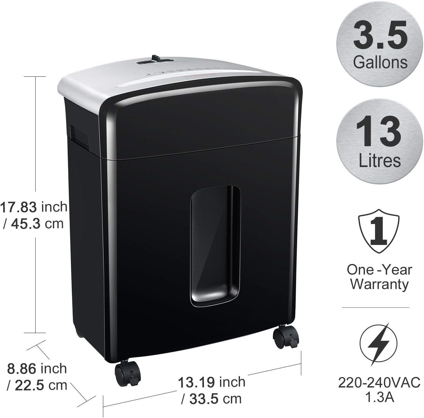 Bonsaii 10-Sheet High-Security Micro-Cut Paper Shredder, Credit Card/Staples/Clips Shredders for Office and Home Use, 3.5-Gallon Pullout Wastebasket with Large Transparent Window (C220-B) : Electronics