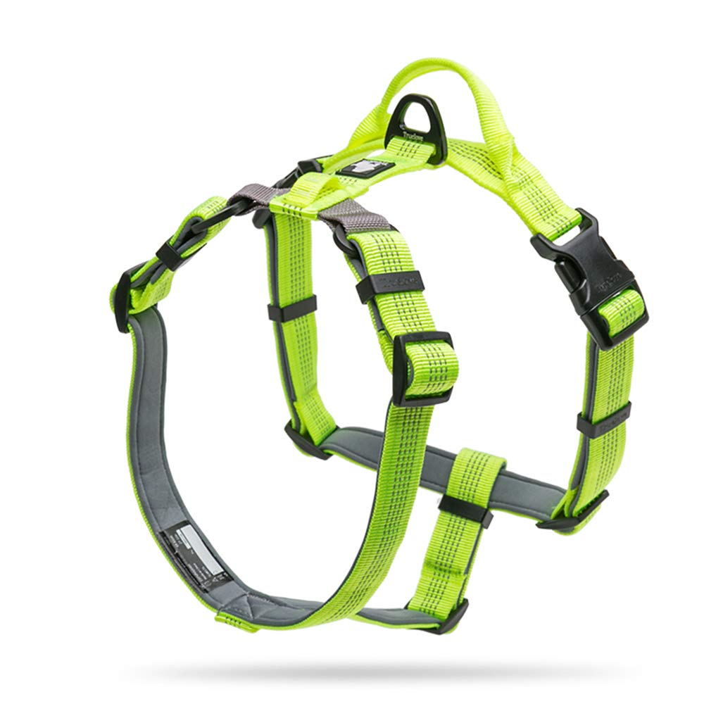 Dog Harness Adjustable Reflective Durable Padded Pet Vest With Handle Car Trip Outdoor TLH6171(Neon Yellow,L)